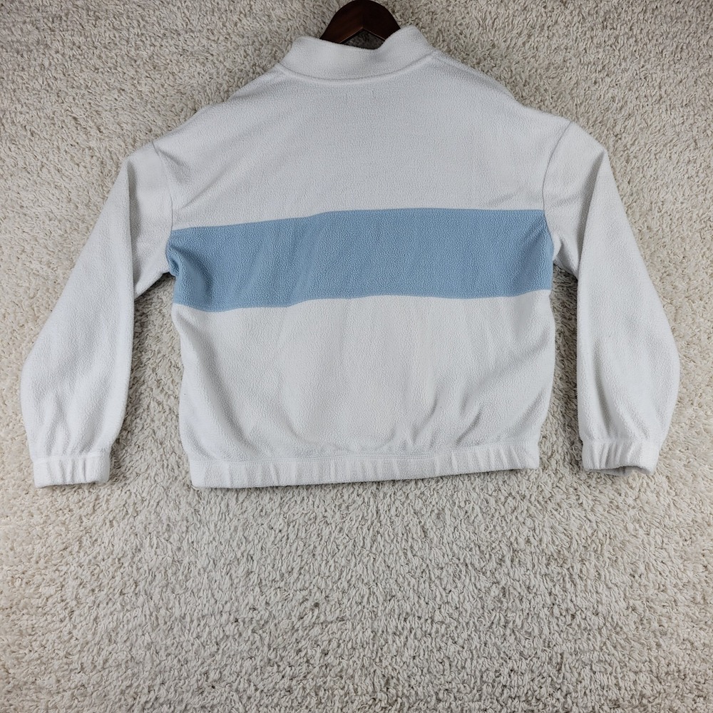 Playboy By Pacsun Fleece Sweater Women's Large Crop 1/4 Zip Pullover Ivory Blue - Picture 8 of 10